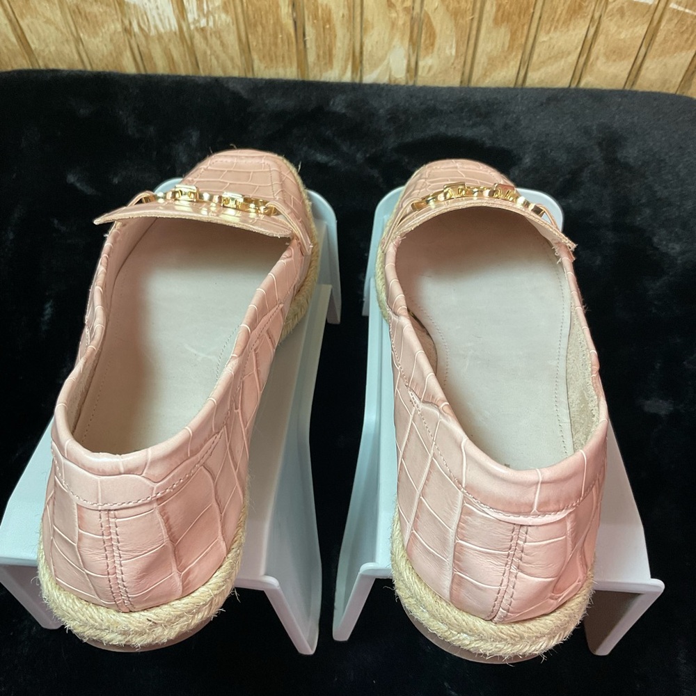 SCHUTZ Blush Croc-Patterned Loafers with Gold Accent - Picture 4 of 10
